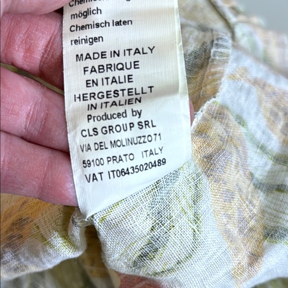 Floral 100% Linen Made in Italy Yellow and Pink Oversized Tunic Dress - Picture 8 of 8